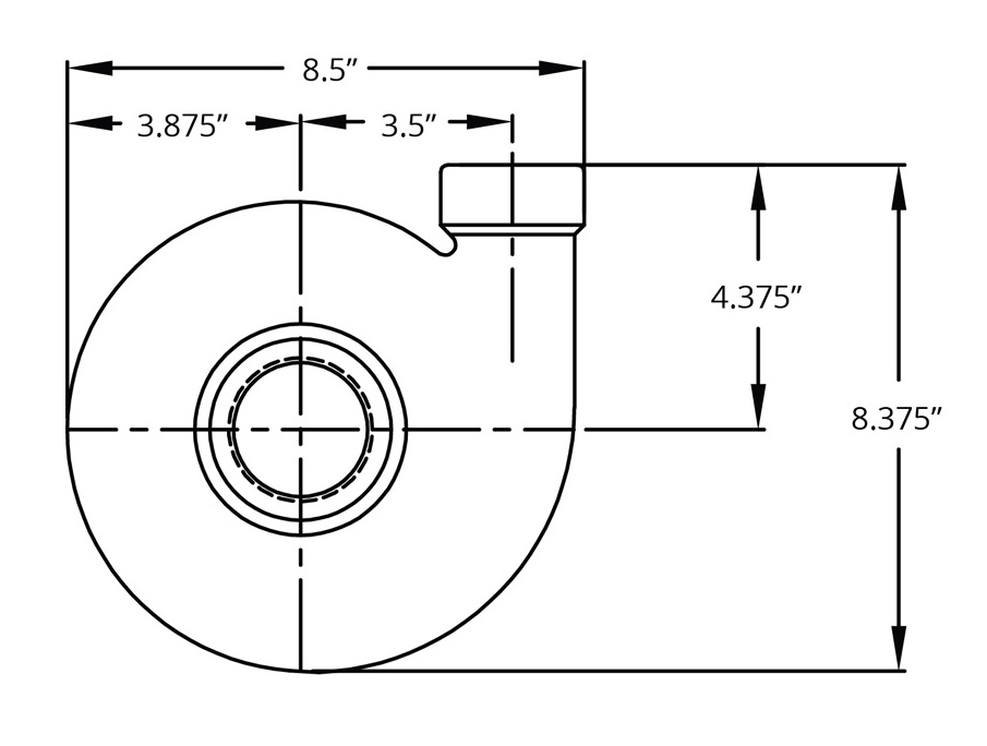 7800 Vertical 11019-A 1750rpm Bottom Dimensional Drawing