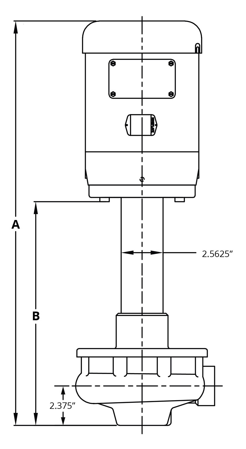 7800 Vertical 11019-A 1750rpm Full Dimensional Drawing