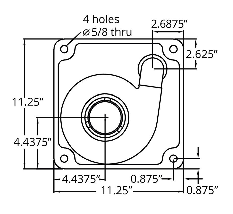 7800 Vertical 11019-AVD 3450rpm Bottom Dimensional Drawing