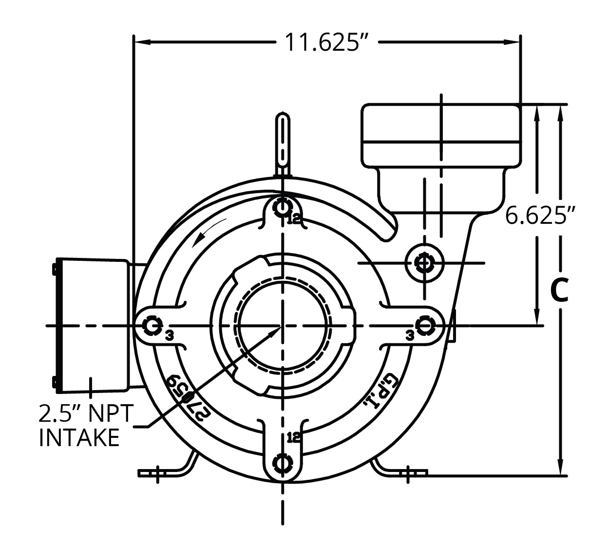 7800 Horizontal 11031-JP Bottom Drawing