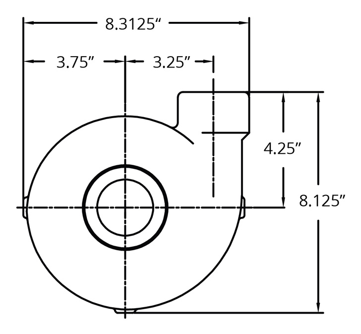 7800 Vertical 11019-NS Bottom Dimensional Drawing