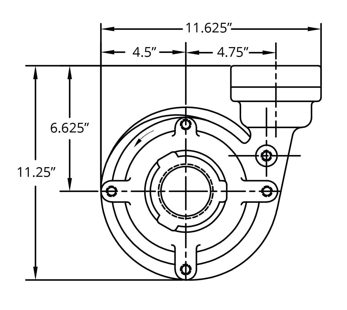 7800 Vertical 11031-NS Bottom Dimensional Drawing