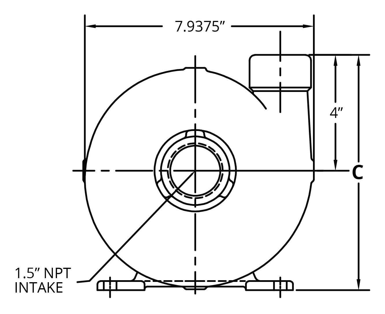 7800 Horizontal E285-J Bottom Dimensional Drawing