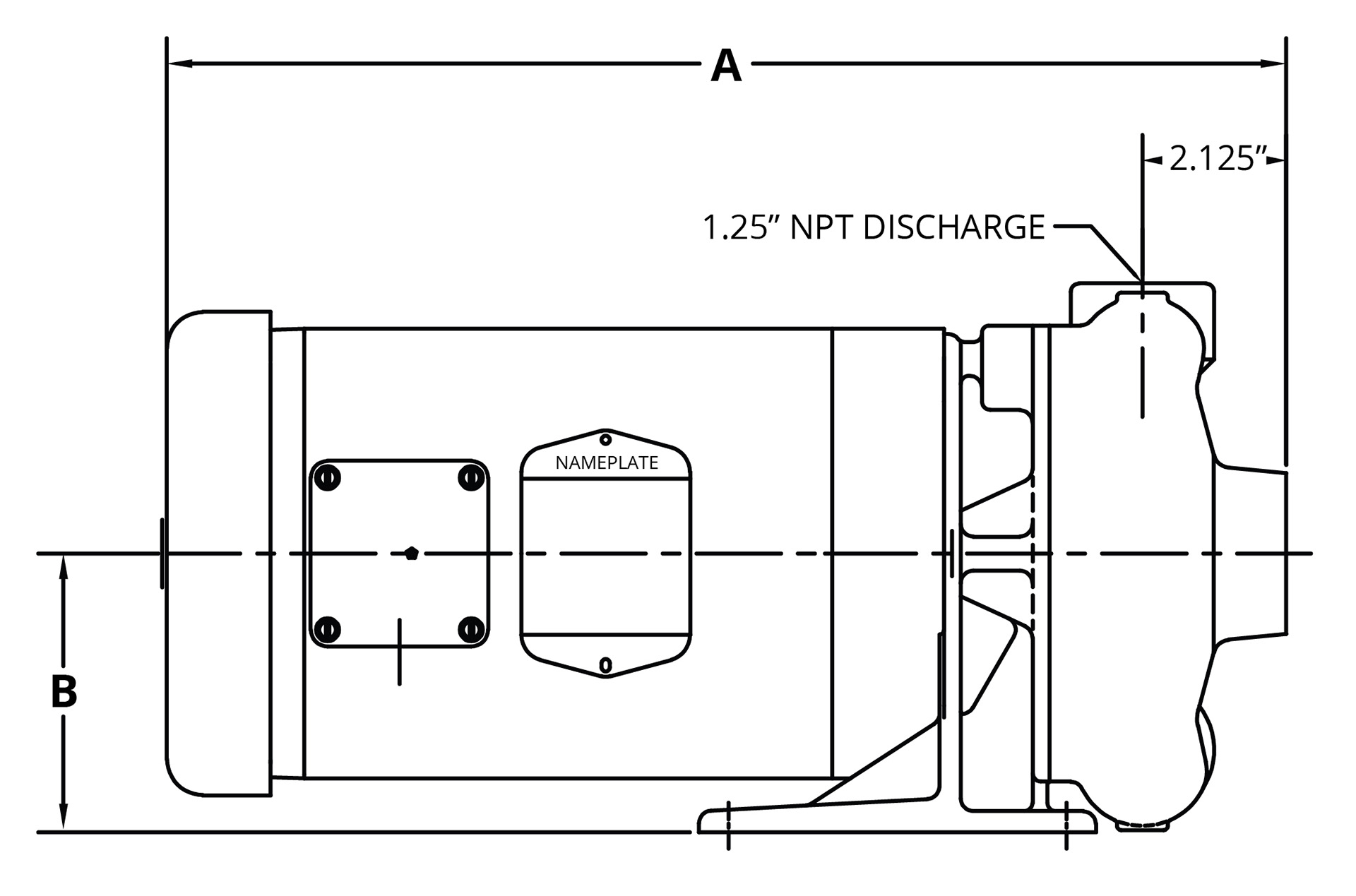 7800 Horizontal E285-J 3450rpm Full Dimensional Drawing