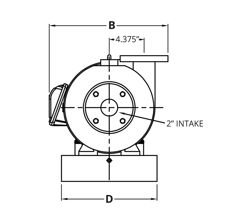 Vortex Horizontal V2x2-8SE dimensions end drawing